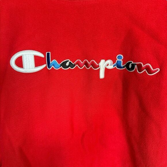 Vtg Champion Reverse Weave Red Embroidered Sweatshirt Sz M Unisex Athleisure - Picture 2 of 7